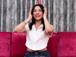 Newcomer gags on cock after interview