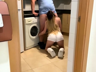 Petite Hot Blonde Seduced For Home Sex In Kitchen