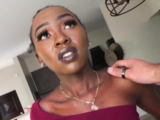 Skinny African girl skips the line