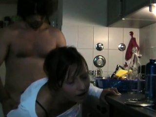 Amateur Brunette Quickie on Kitchen