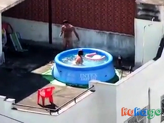 Girls watching couple fuck at pool CFNM