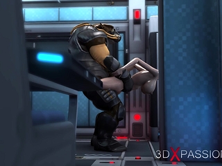 Alien monster fucks a young girl in the Mars base camp